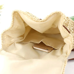 Summer Theme Party Straw Bag Flap Top Handle Handbag Backpack
