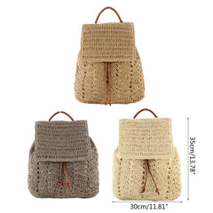 Summer Theme Party Straw Bag Flap Top Handle Handbag Backpack
