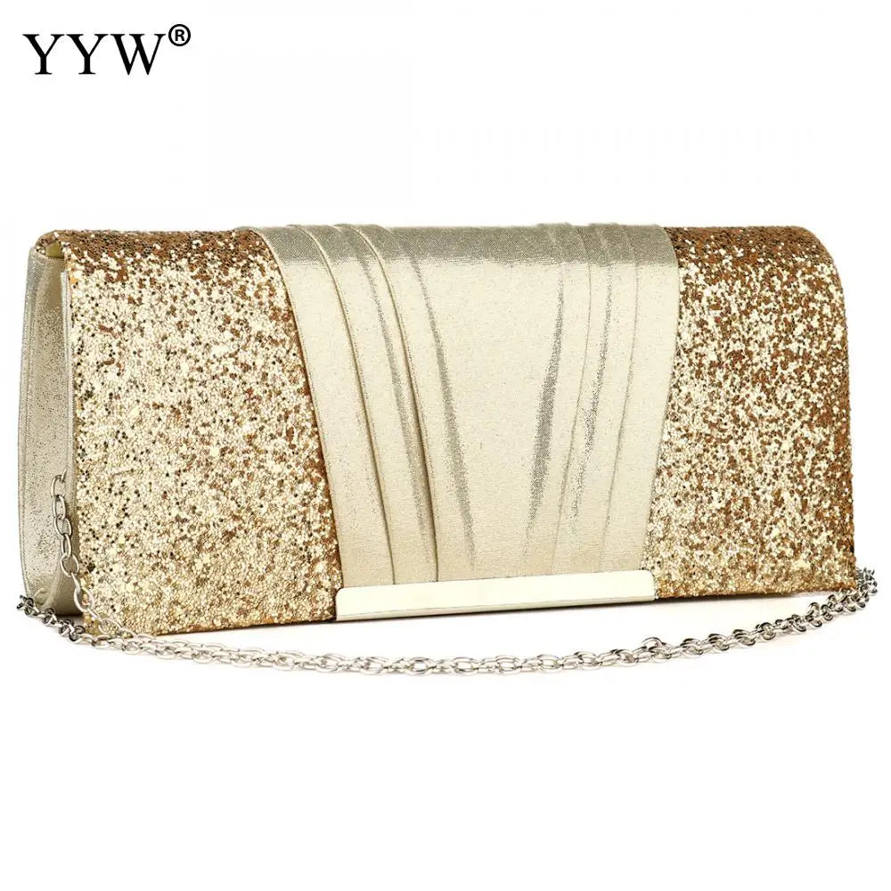 Women Clutch Bag Sequin Patchwork Handbag Shoulder Glitter Evening Purse