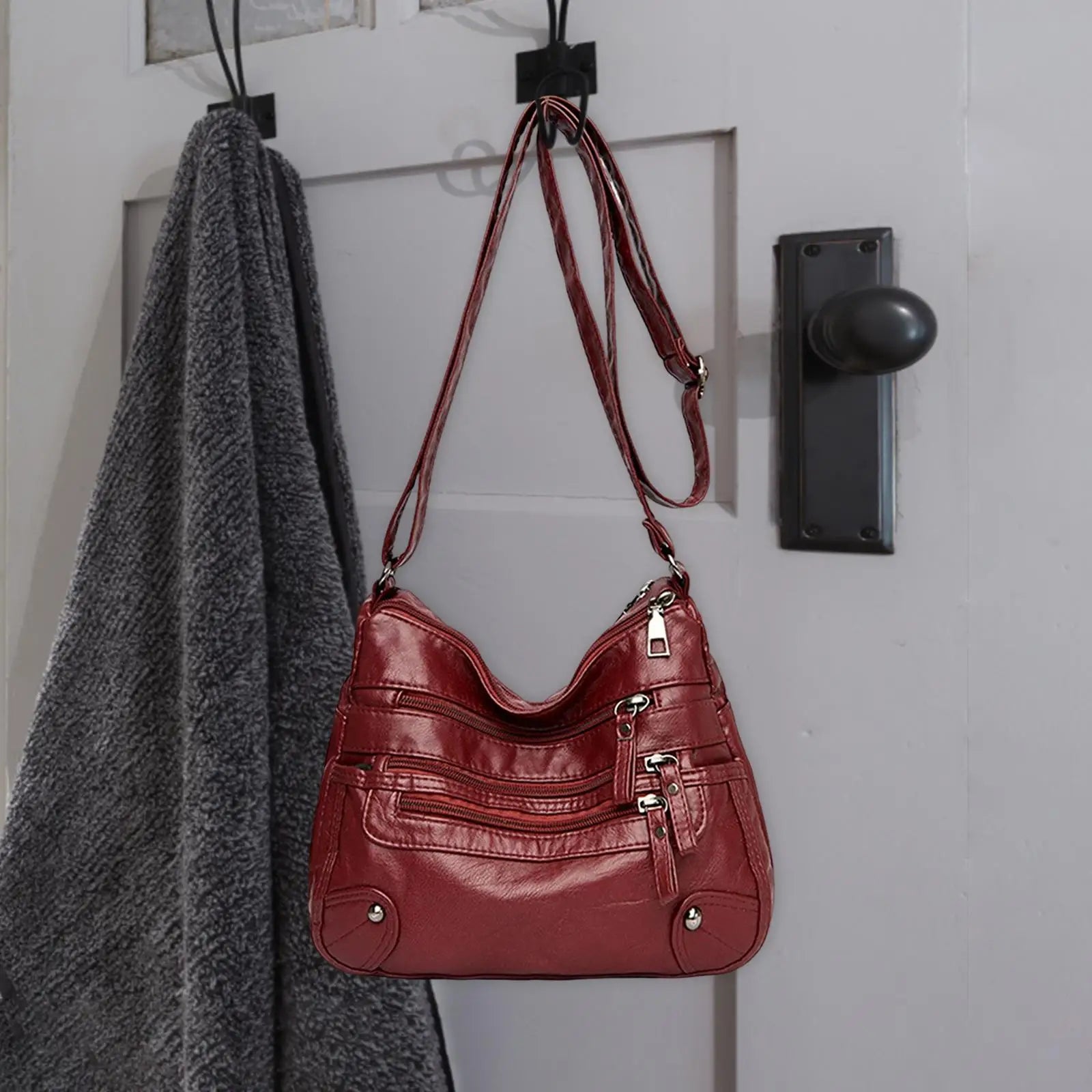 Women Soft PU Leather Shoulder Bag Big Capacity Messenger Bag