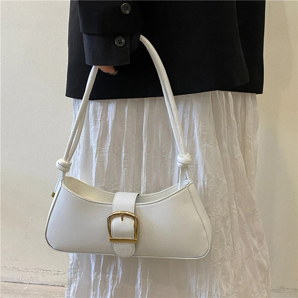 Mini Half Moon PU Leather Tote Bag Evening Bag Small Shoulder Handbag