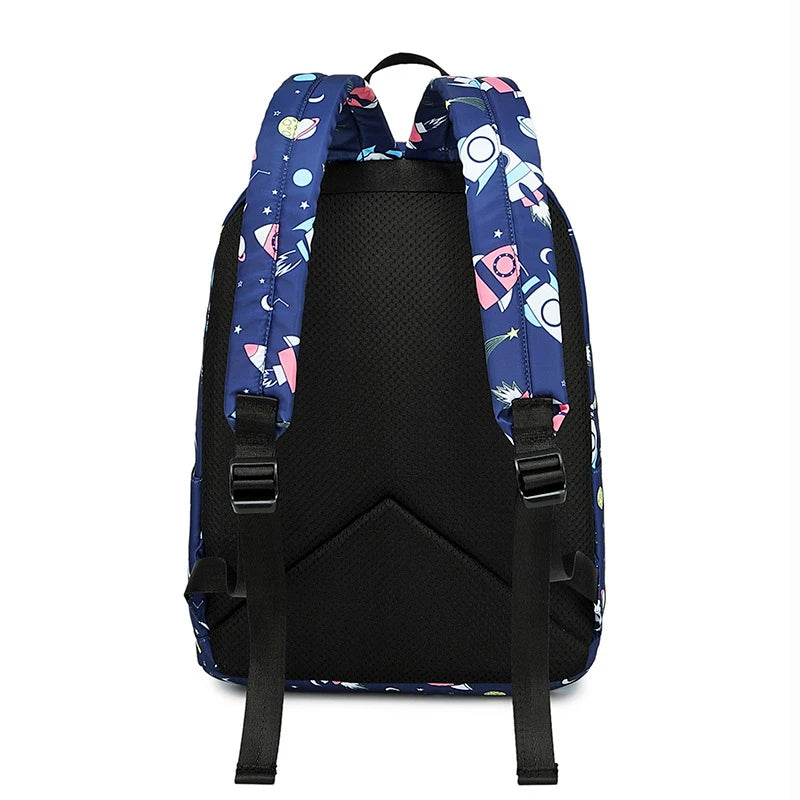 Boys Rocket Space Elementary School Bag Multi-Pocket Bookbag