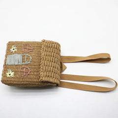 Embroidered Style Straw Bag with Hand Woven Backpack