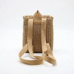 Embroidered Style Straw Bag with Hand Woven Backpack