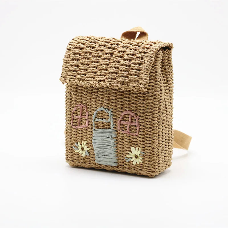 Bohemian Embroidered Straw Backpack Beach Bag