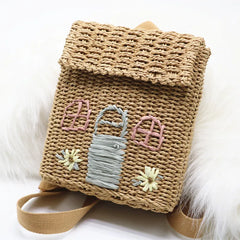 Bohemian Embroidered Straw Backpack Beach Bag