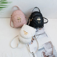 Embroidered Small Backpack PU Leather Women's Bag