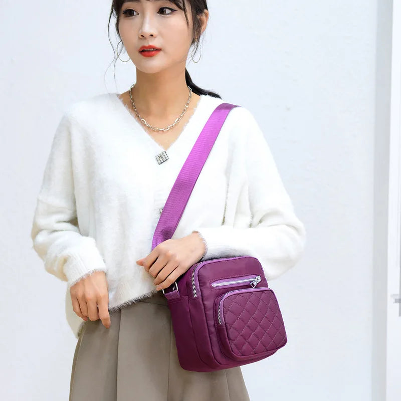 Embroidered One-shoulder Bag Diamond Multi-layer Handbag