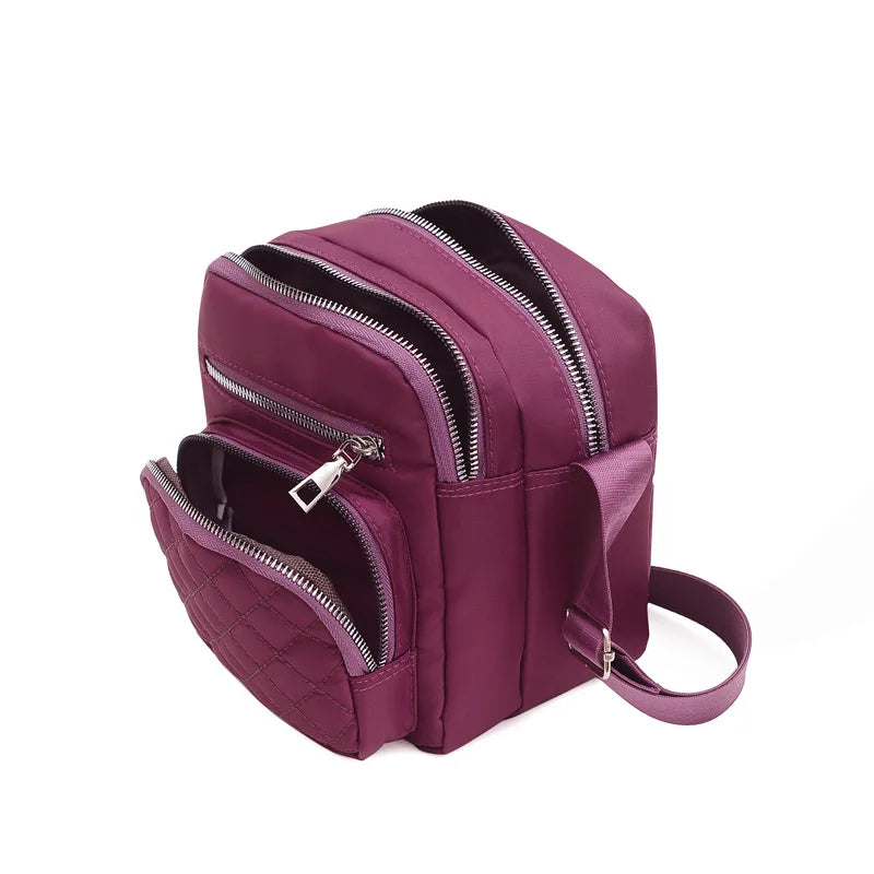 Embroidered One-shoulder Bag Diamond Multi-layer Handbag