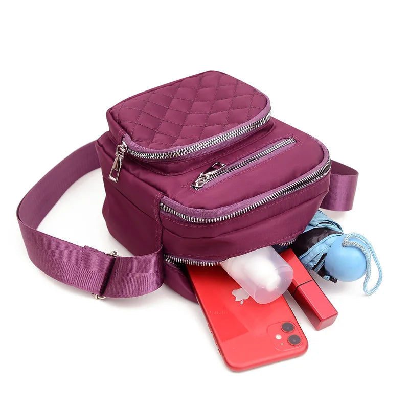 Embroidered One-shoulder Bag Diamond Multi-layer Handbag