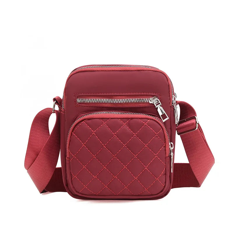 Embroidered One-shoulder Bag Diamond Multi-layer Handbag