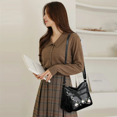 Embroidery Flower Pattern Crossbody Bag Women Shopping Shoulder Bags