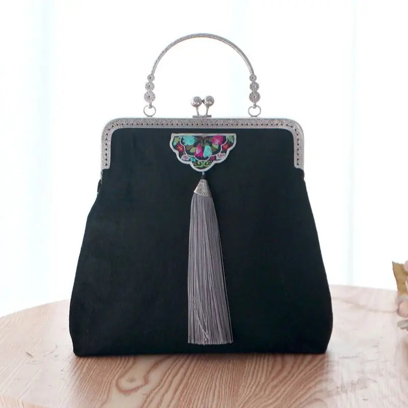 Embroidery Flowers Wedding Boho Fringe Bag Women's Handbags