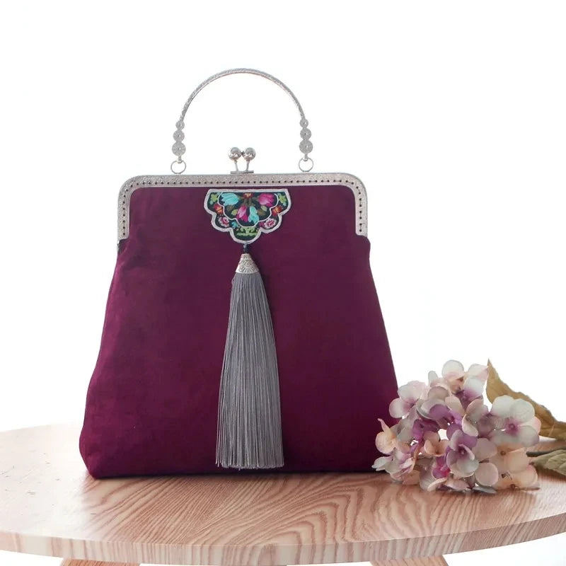 Embroidery Flowers Wedding Boho Fringe Bag Women's Handbags