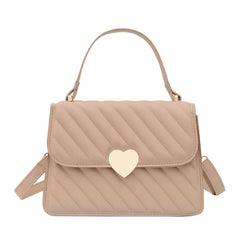 Quilted Crossbody Bag Embroidered Thread PU Leather Tote Green Khaki