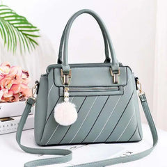 Embroidery PU Leather Shoulder Messenger Bag with Fur Ball