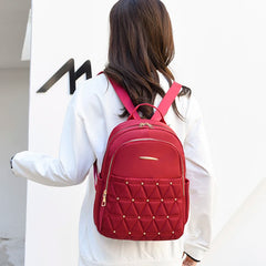 Rivet Nylon Women Backpack School Bag for Teenage Girls