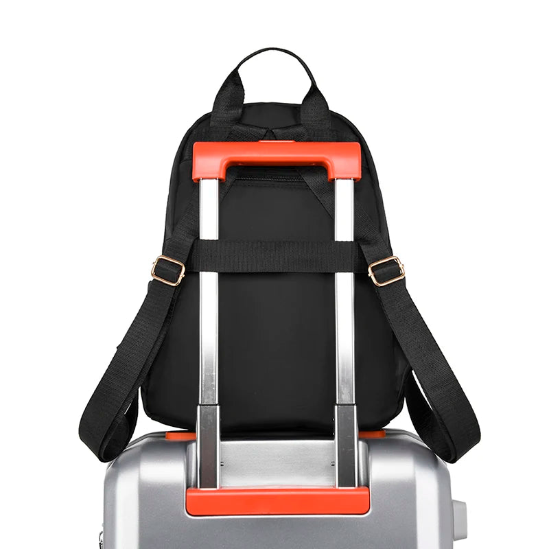Rivet Nylon Women Backpack School Bag for Teenage Girls