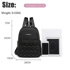 Rivet Nylon Women Backpack School Bag for Teenage Girls