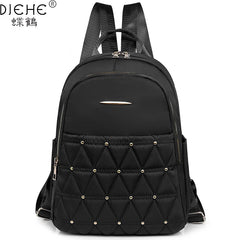 Rivet Nylon Women Backpack School Bag for Teenage Girls