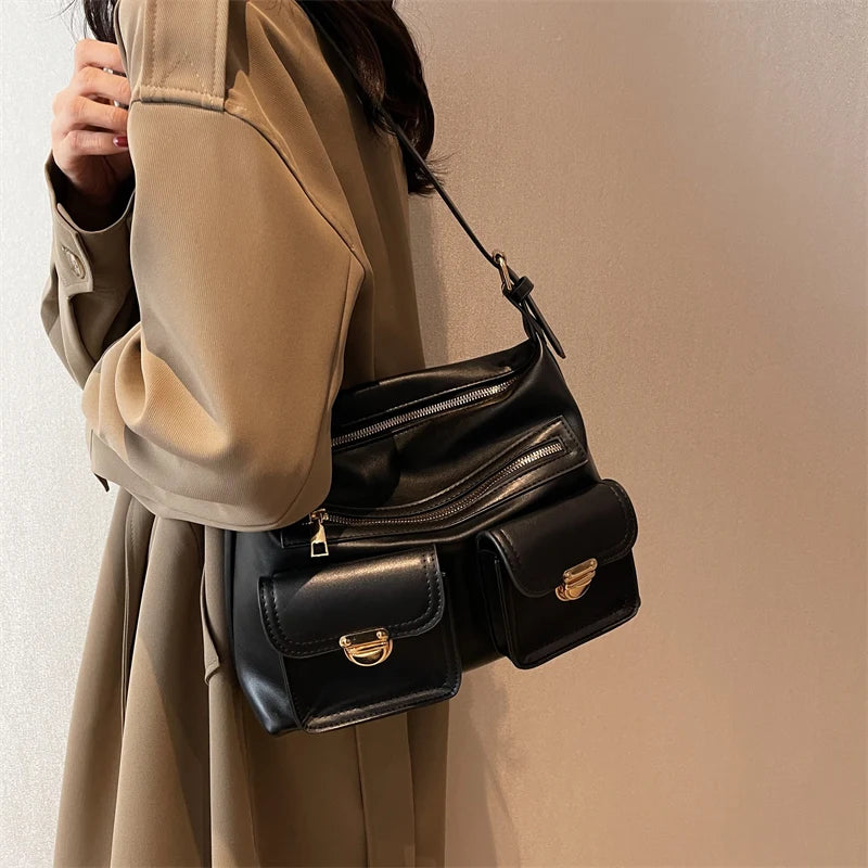 England Style Shoulder Bags For Women Soft PU Leather Vintage Bags
