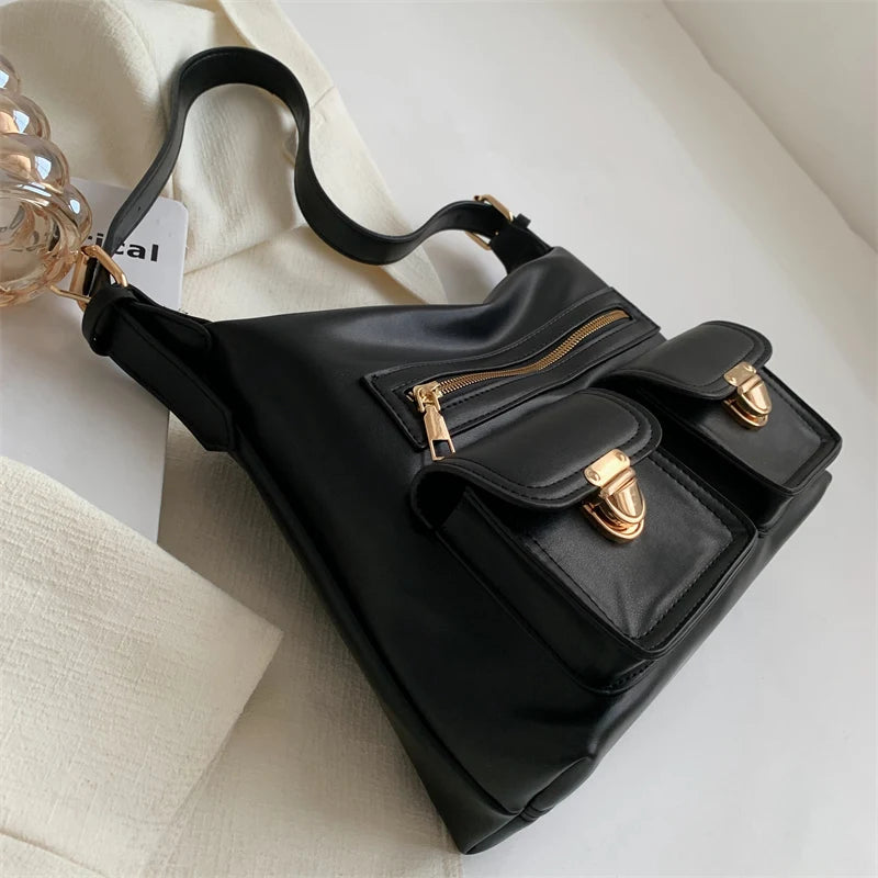 England Style Shoulder Bags For Women Soft PU Leather Vintage Bags