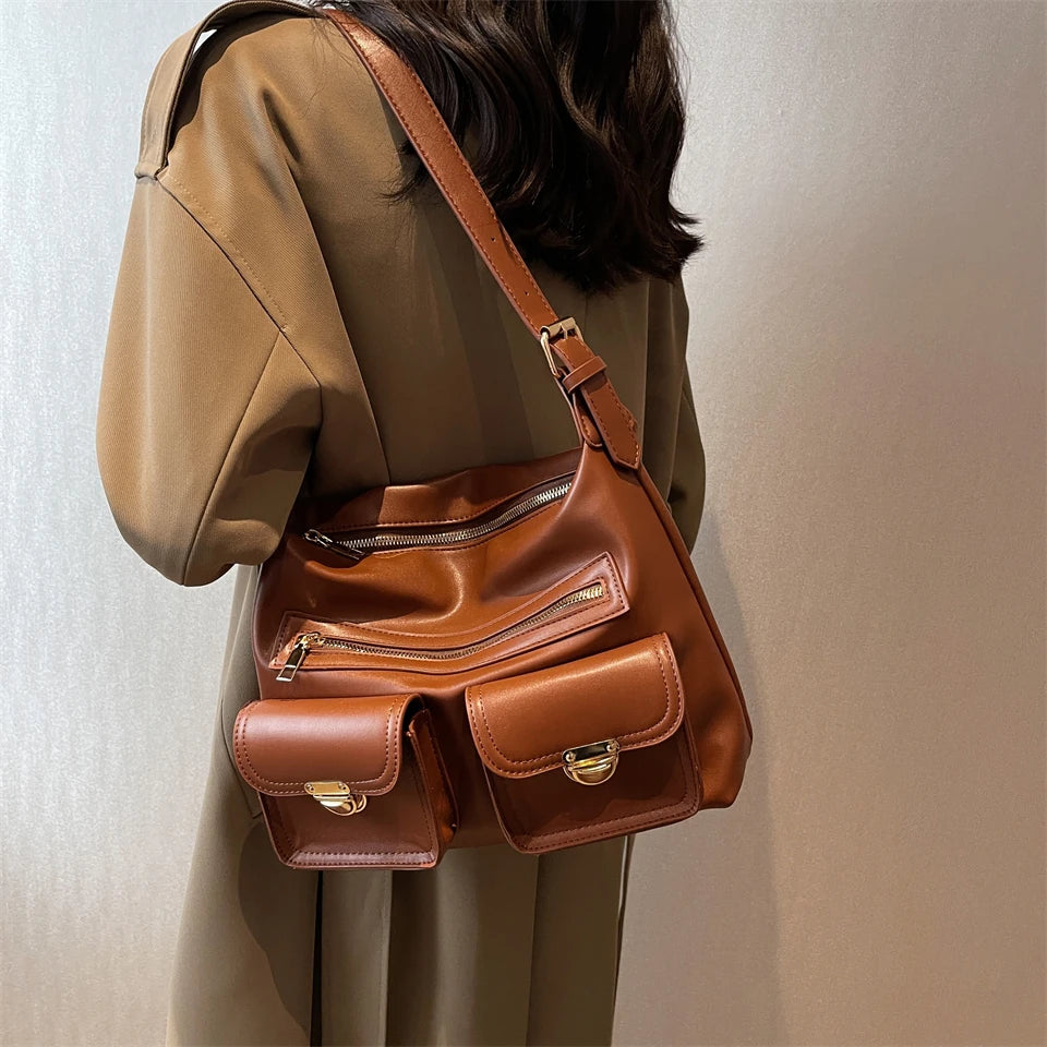 England Style Shoulder Bags For Women Soft PU Leather Vintage Bags