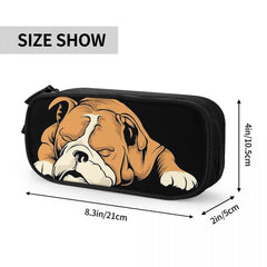 English Bulldog Pen Box Student School Anime Zipper Pen Bag