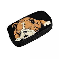 English Bulldog Pen Box Student School Anime Zipper Pen Bag