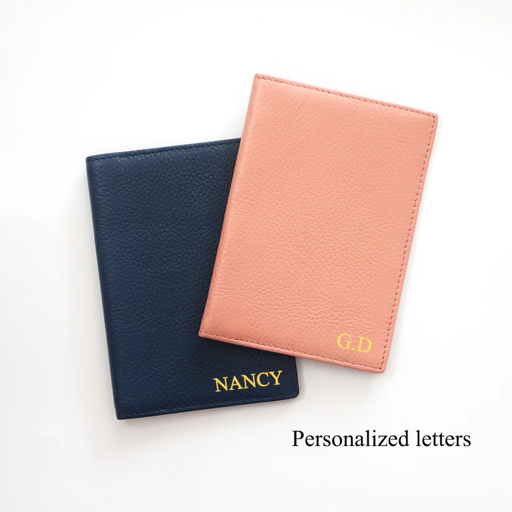 Personalized Leather Passport Cover Holder Name Embossed DIY Gift