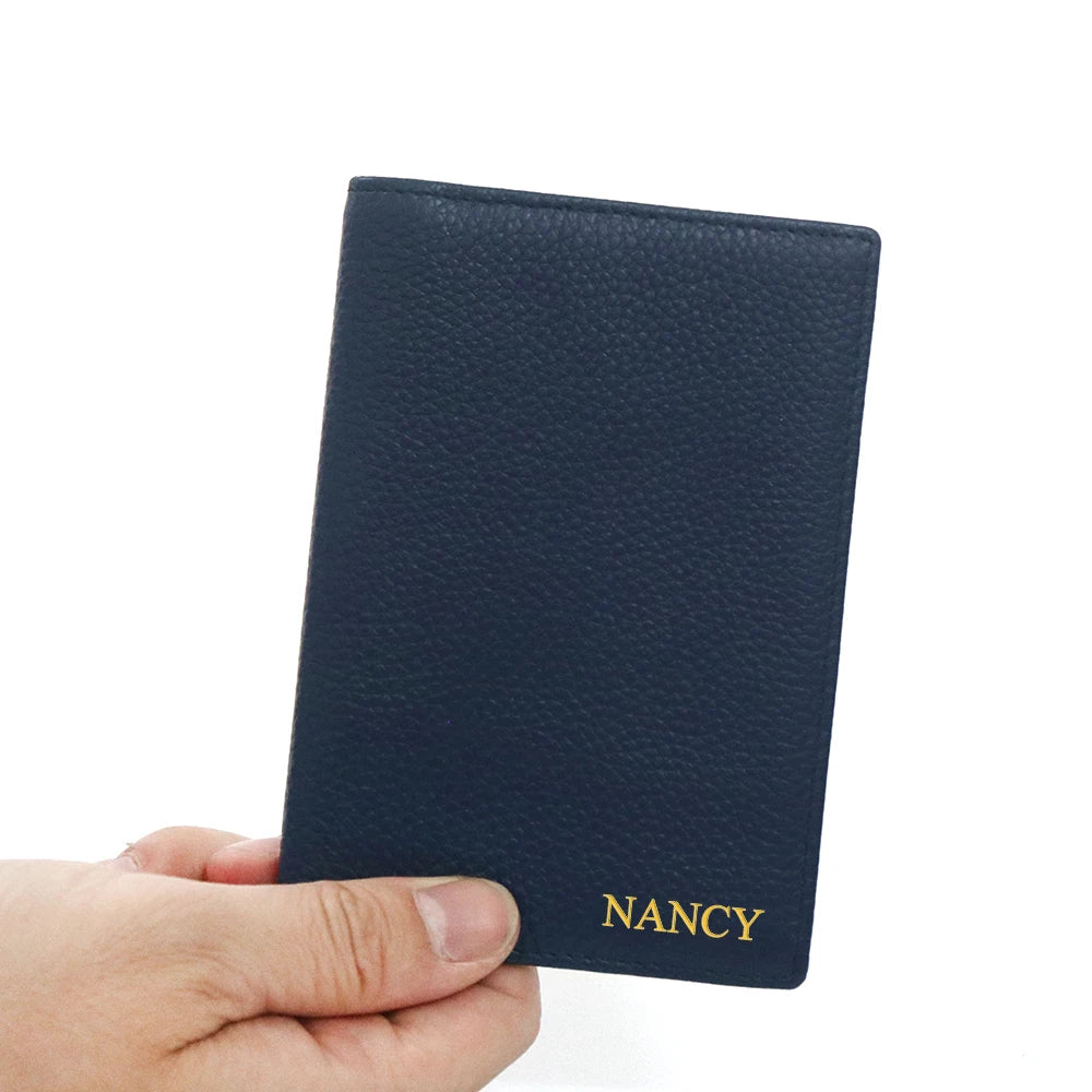 Personalized Leather Passport Cover Holder Name Embossed DIY Gift