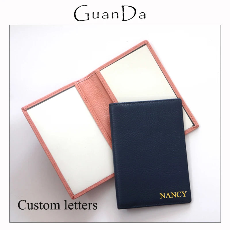 Personalized Leather Passport Cover Holder Name Embossed DIY Gift
