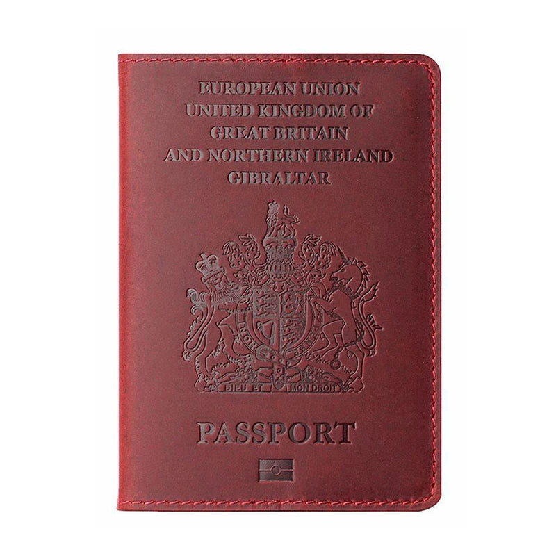 Personalized UK Passport Holder - Engraved Leather Travel Wallet