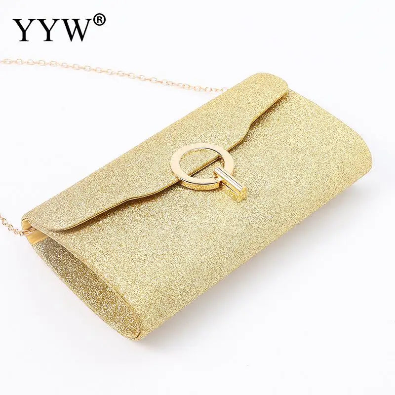 Sequined Envelope Clutch Shoulder Bag Chain Party Purse