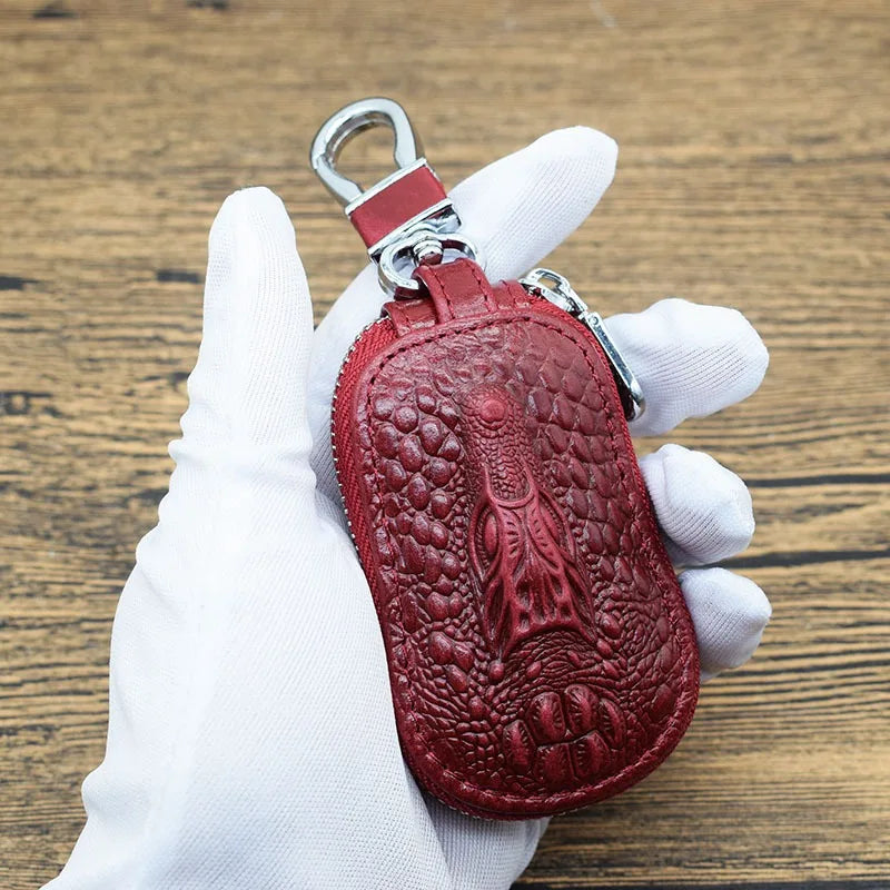 Etaofun Crocodile Key Holder Wallet 100% Leather Unisex Key Organizer Bag
