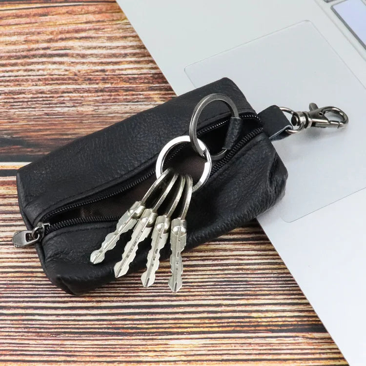 Etaofun Cowhide Zipper Wallet with Key Bag