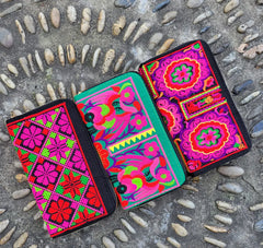 Ethnic Embroidered Women Wallet Vintage Canvas Long Wallet