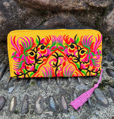 Ethnic Embroidered Women Wallet Vintage Canvas Long Wallet
