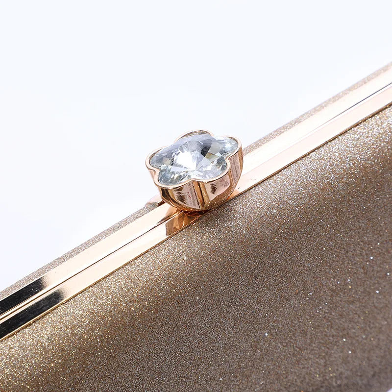 Europe America Women's Handbag Metal Crystal Small Square Bag