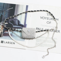 Mini Rhinestone PVC Waist Pack Women Fanny Pack Metal Chain Belt