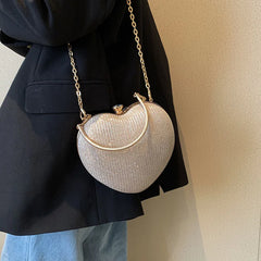 Heart Shaped Evening Clutch Diamonds Wedding Tote Bag