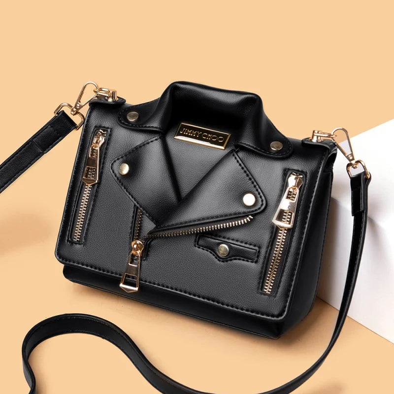European Leather Motorcycle Bags Women Shoulder Jacket Bag