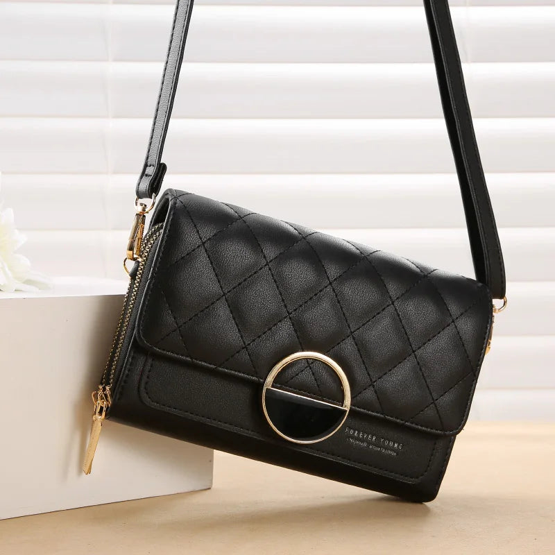 European Retro Ladies Square Bag Diamond Lattic PU Leather Handbag