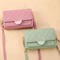 European Retro Ladies Square Bag Diamond Lattic PU Leather Handbag
