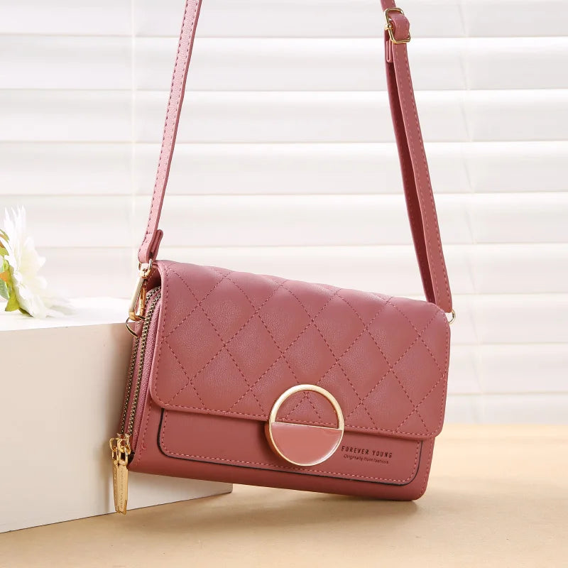 European Retro Ladies Square Bag Diamond Lattic PU Leather Handbag