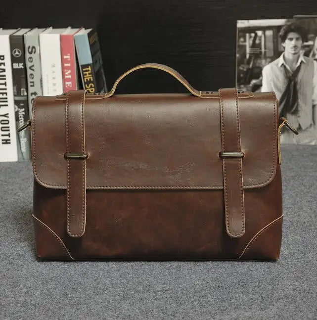 Men's Casual Retro Briefcase Shoulder Bag Backpack