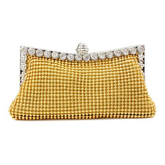 Glitter Bead Evening Clutch Bag Vintage Bridal Purse Silver Handbag