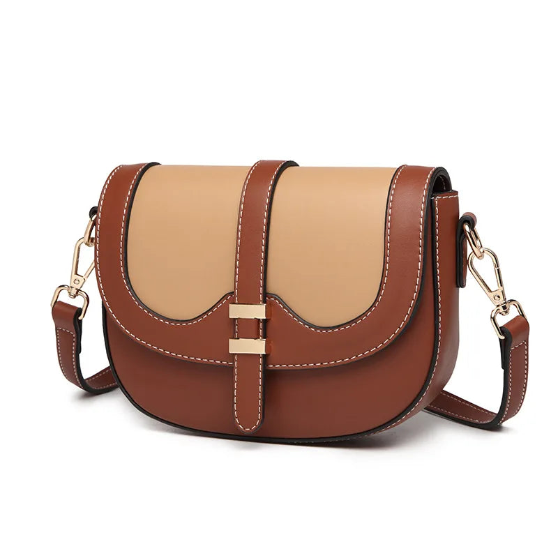 Two-tone PU Leather Shoulder Bag Small Women Handbags