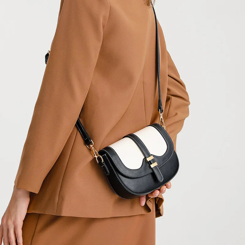 Two-tone PU Leather Shoulder Bag Small Women Handbags