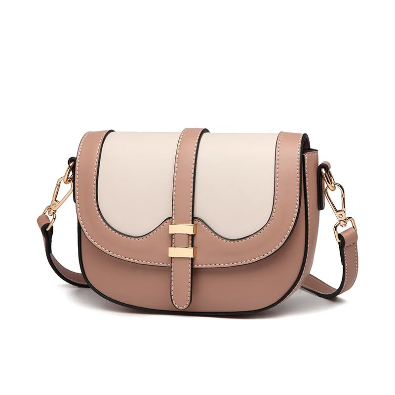 Two-tone PU Leather Shoulder Bag Small Women Handbags